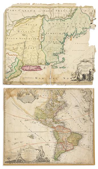 (MISCELLANEOUS MAPS.) Group of 4 seventeenth-and-eighteenth-century engraved folio maps in need of restoration.